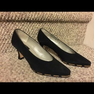 Suede pumps w/gold chain trim around sole $40 each